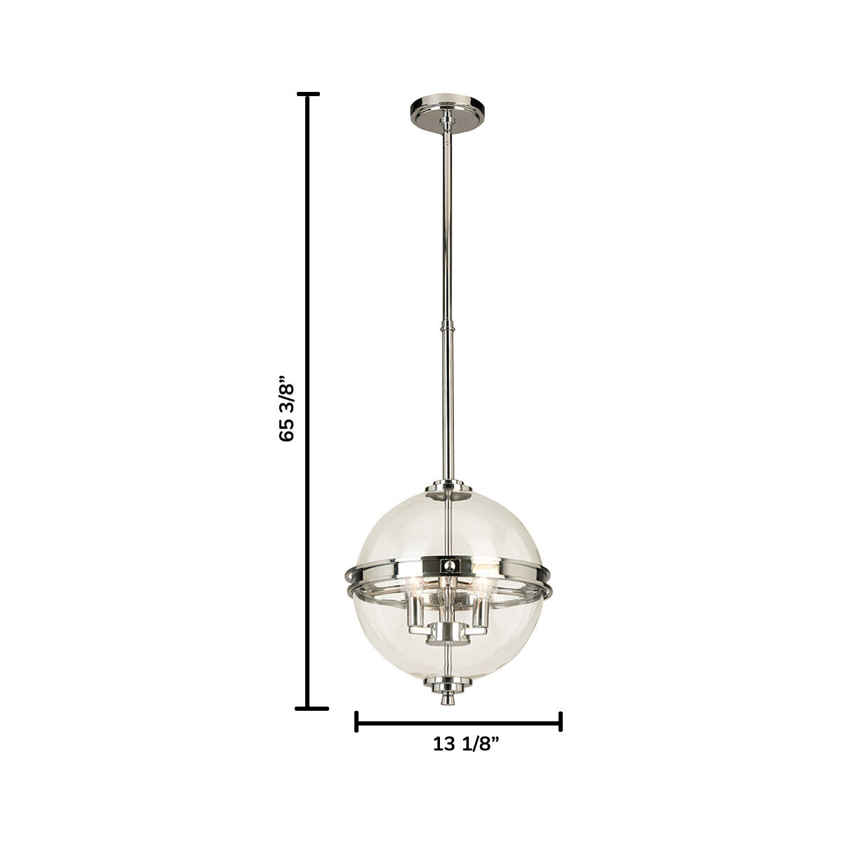 Cecilia 3 Light 13.11 inch Chrome Pendant Ceiling Light